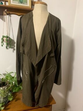 DEX Military Style Olive Green Utility Jacket Zippers M